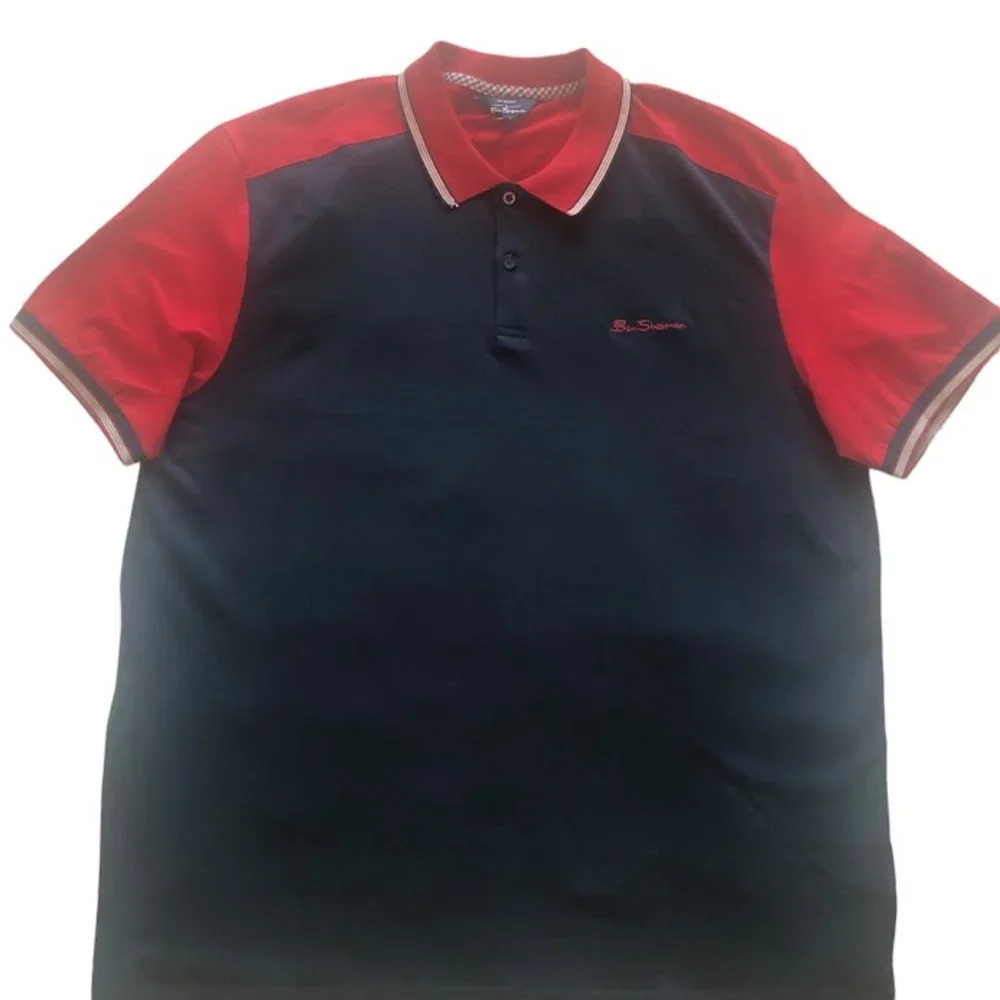 Ben Sherman Two Button Polo Shirt Color Block Navy & Red Blazer Stitched… - Picture 5 of 12
